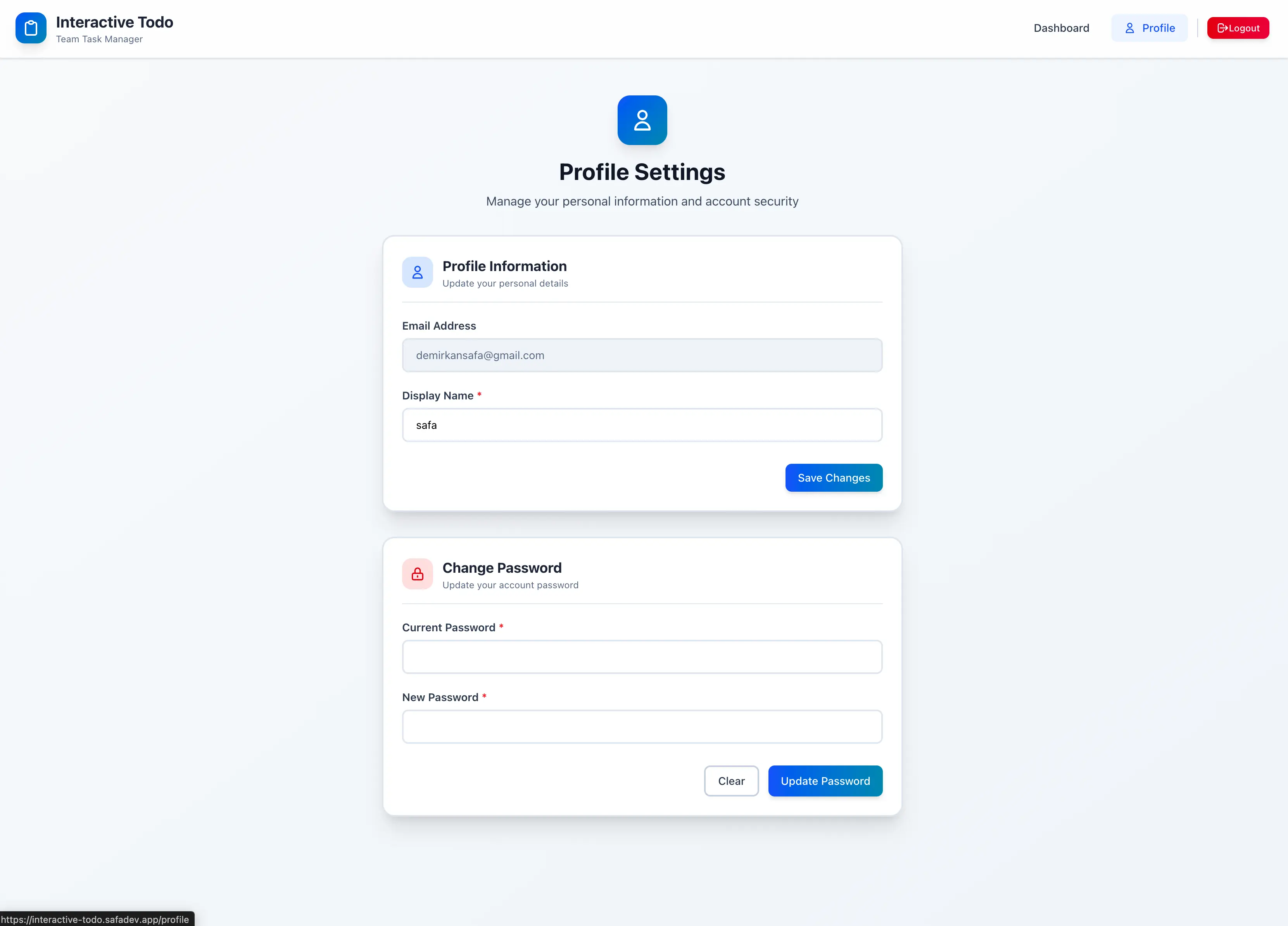 Interactive Todo Application screenshot 3
